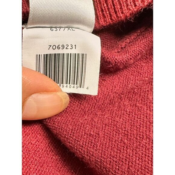 CeCe Cynthia Steffe Pullover Sweater Womens XL Burgundy Sheer Clip Dot Sleeves - Picture 11 of 11